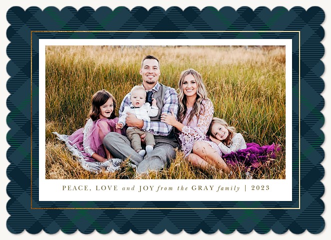 Peaceful Plaid Personalized Holiday Cards