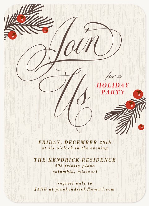 Fanciful Woodland Holiday Party Invitations