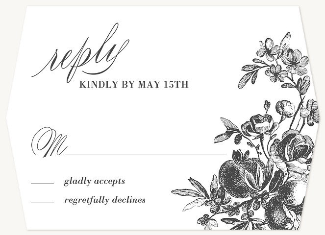 Etched Floral Wedding RSVP Cards