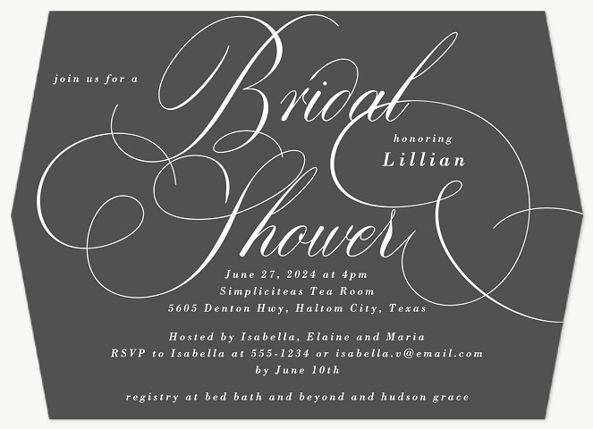 Uptown Script Bridal Shower Invitations