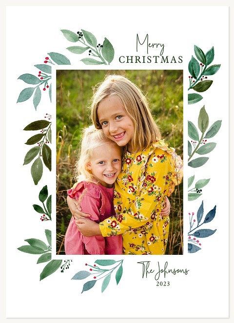 Berried Leaves Personalized Holiday Cards