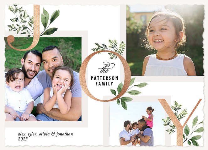 Leafy Joy Personalized Holiday Cards