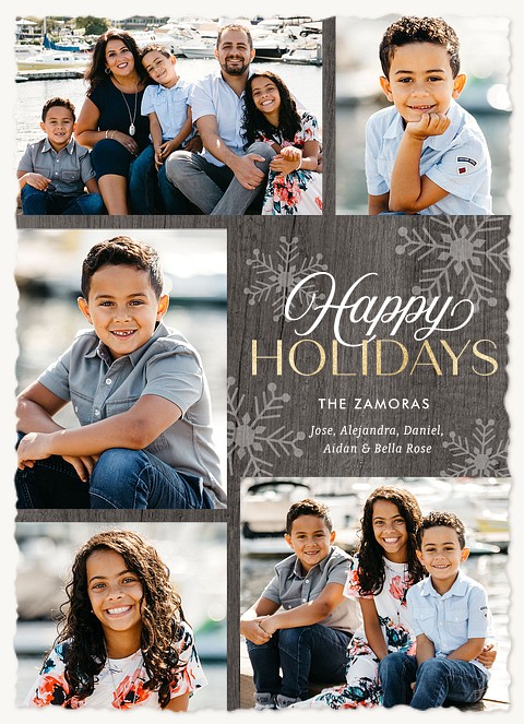 Rustic Collage Photo Holiday Cards