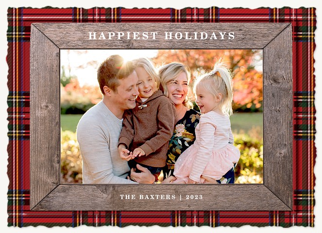 Barnwood & Plaid Personalized Holiday Cards