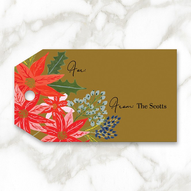 Painted Poinsettias Custom Gift Tags