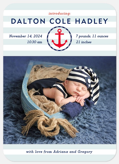 Our Little Sailor Baby Birth Announcements