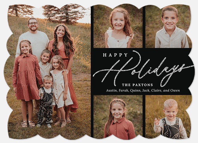 Glittering Script Holiday Photo Cards
