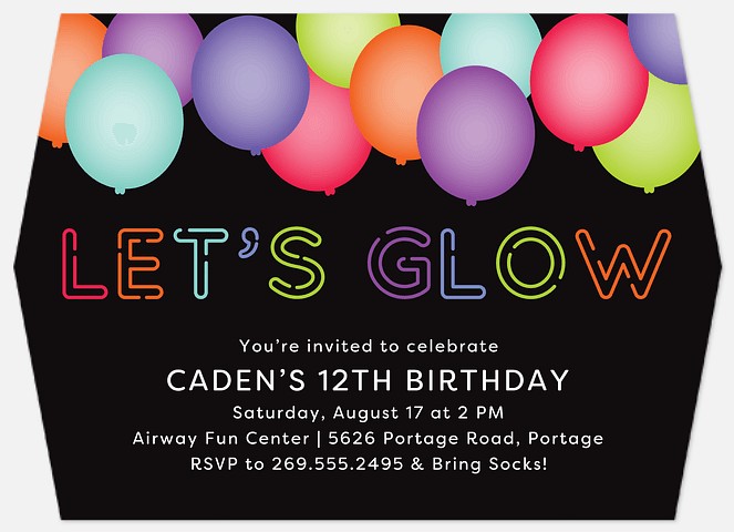 Glowing Up Kids' Birthday Invitations