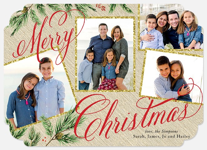 Country Burlap Holiday Photo Cards