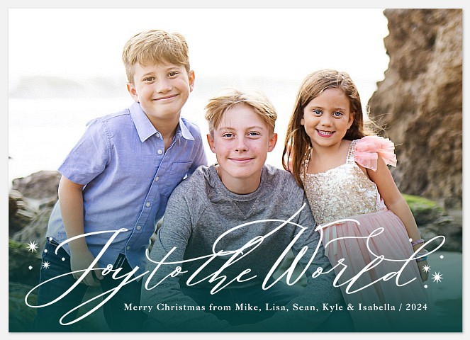 Joyous Teal Holiday Photo Cards