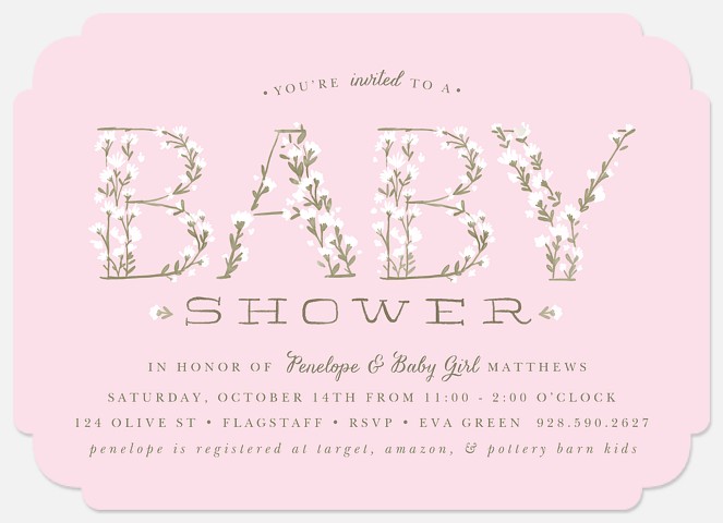 Baby's Breath: Pink Baby Shower Invitations