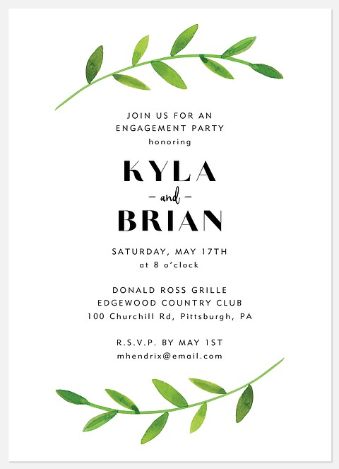 Simple Laurels Engagement Party Invitations