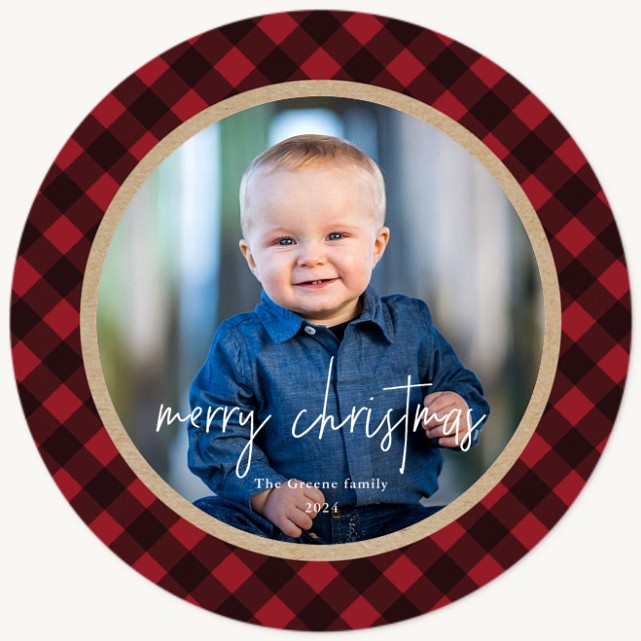 Plaid Circle Personalized Holiday Cards