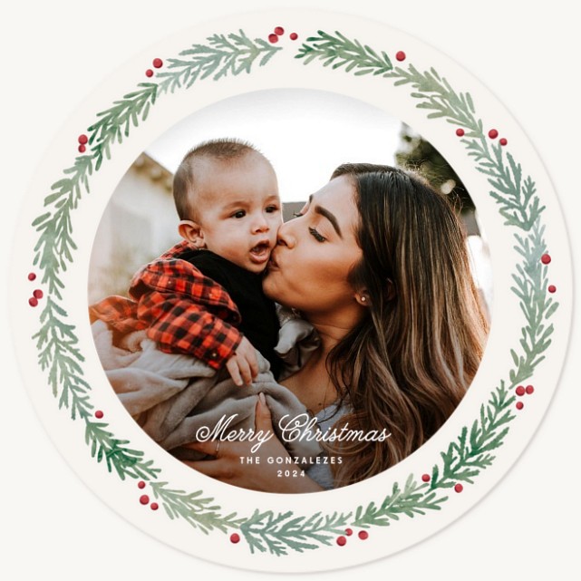 Traditional Wreath Personalized Holiday Cards