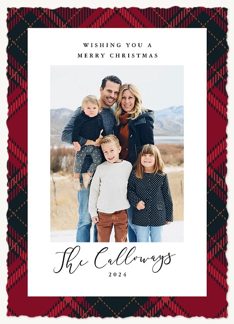 Modernist Plaid Personalized Holiday Cards