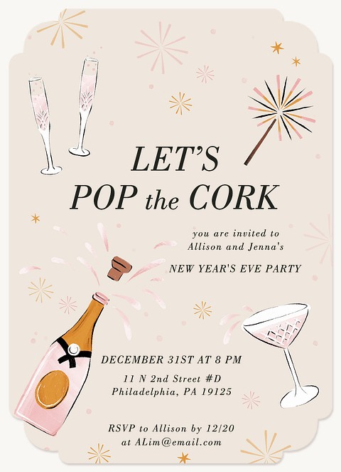 Pop the Cork Holiday Party Invitations