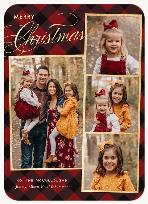 Plaid Lattice Personalized Holiday Cards