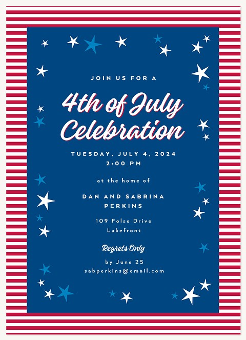 Bold Independence Summer Party Invitations