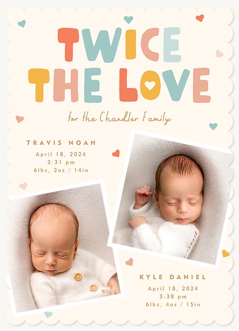 Adorable Duo Twin Birth Announcements