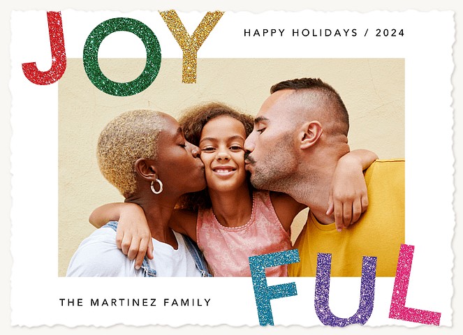 Joyful Glitter Personalized Holiday Cards