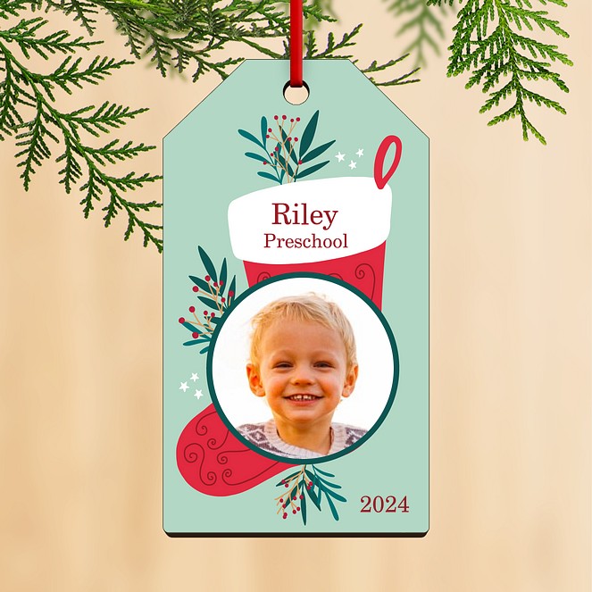 Leafy Stocking Personalized Ornaments