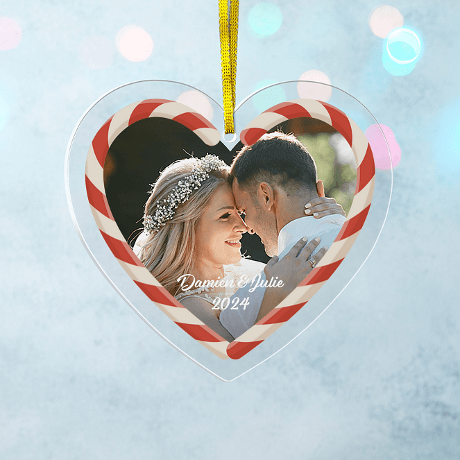 Candy Cane Heart Personalized Ornaments