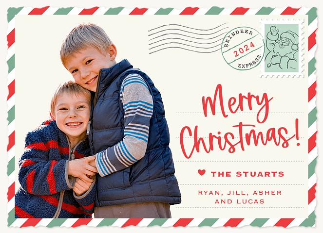 Merry Postcard Personalized Holiday Cards