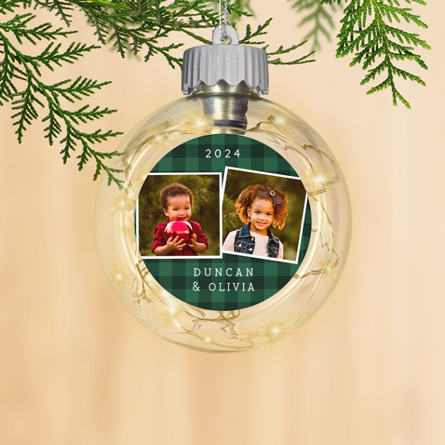 Plaid Snaps Personalized Ornaments