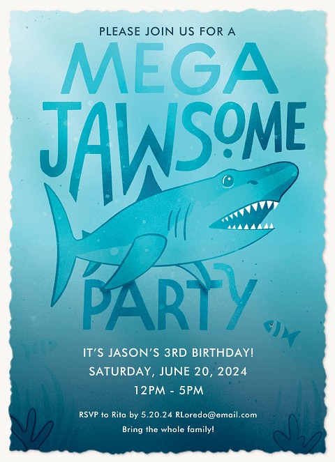 Jawsome Party Kids Birthday Invitations