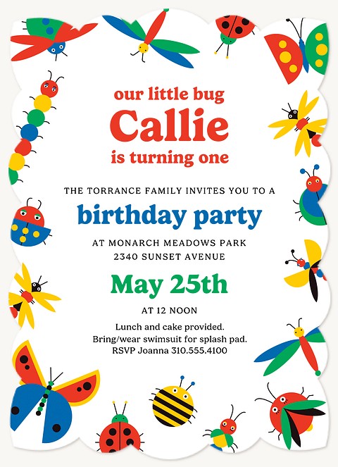 Little Bug Kids Birthday Invitations