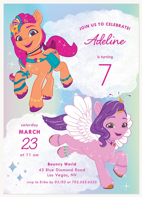 My Little Pony In The Clouds Kids Birthday Invitations
