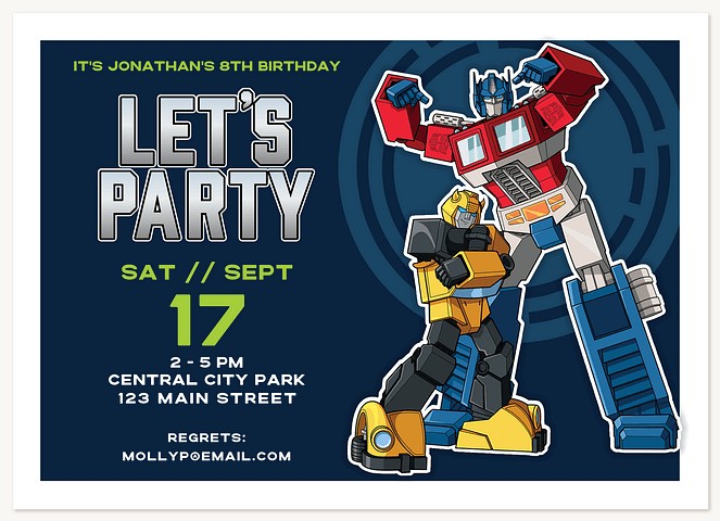 Transformers Big Bots Kids Birthday Invitations