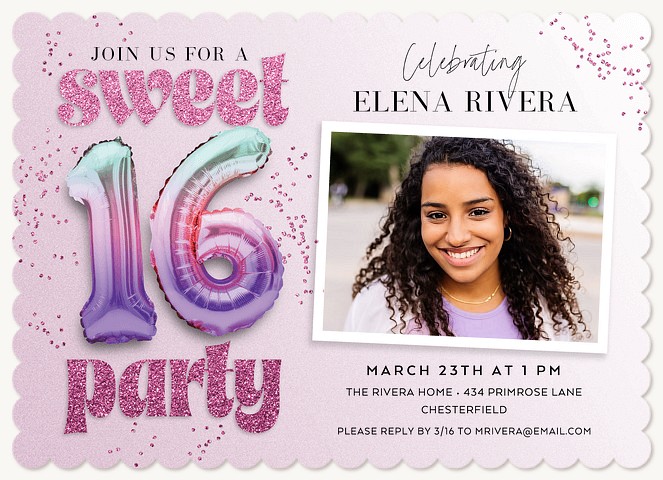 Iridescent Balloons Teen Birthday Invitations