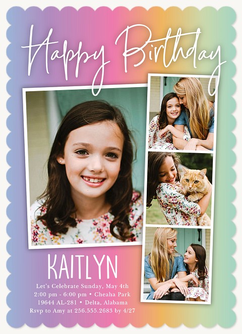 Rainbow Collage Kids Birthday Invitations