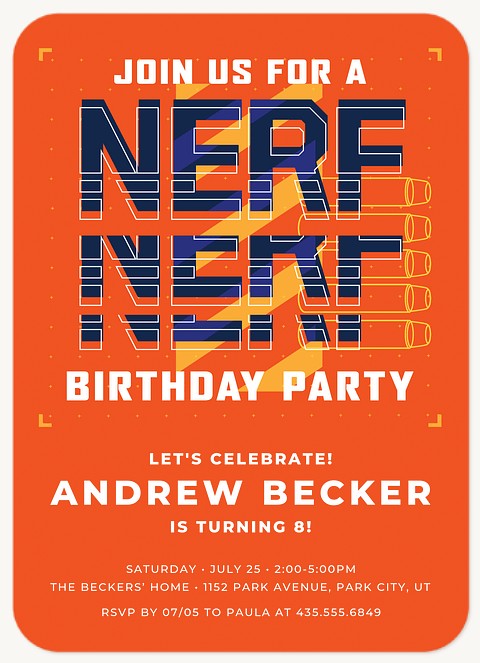 Nerf Triple Stack Kids Birthday Invitations
