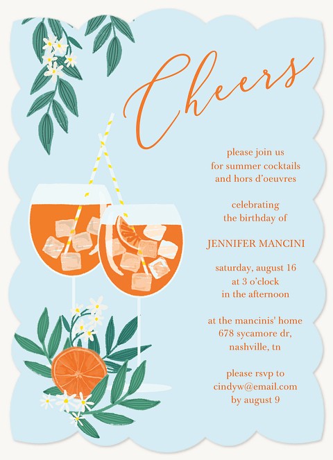Tropical Cheers Adult Birthday Party Invitations
