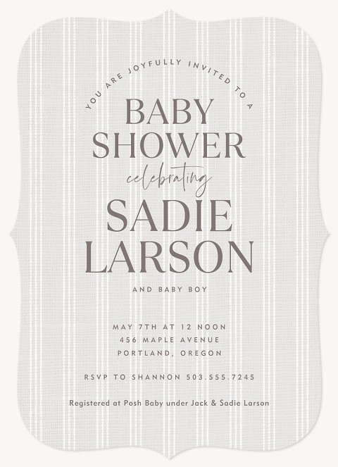 Striped Linen Baby Shower Invites