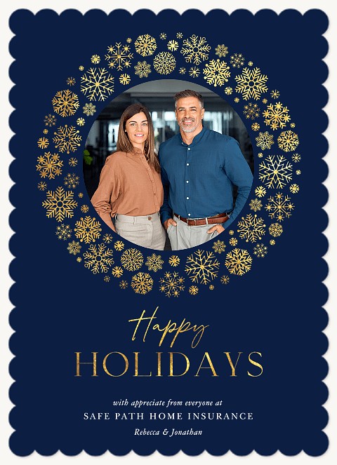 Golden Wreath Business Holiday Cards