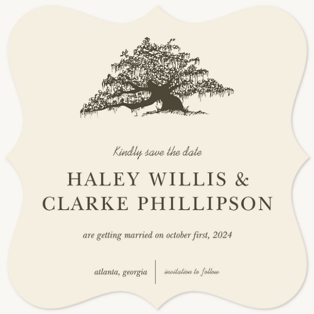 Southern Oak Save the Date Cards