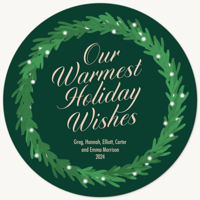 Round Wreath Personalized Holiday Cards