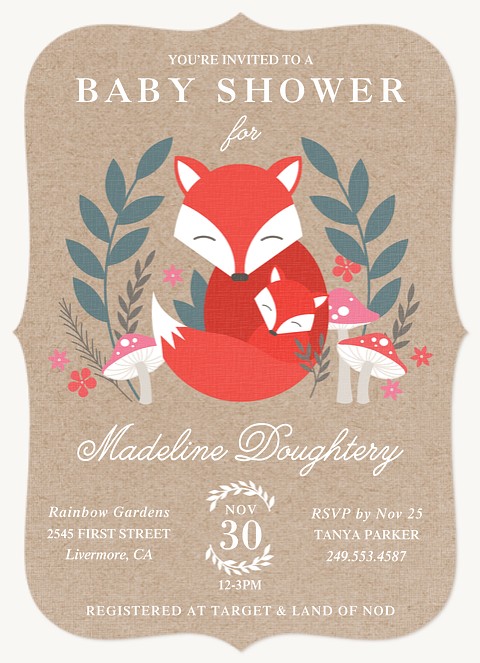 Woodland Foxes Baby Shower Invites