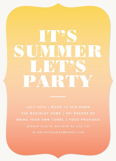 Summer Sunset Summer Party Invitations