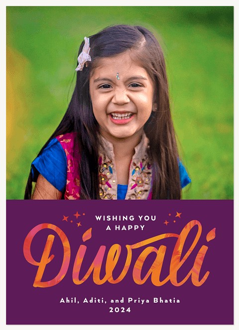 Painted Script Diwali Holiday Cards