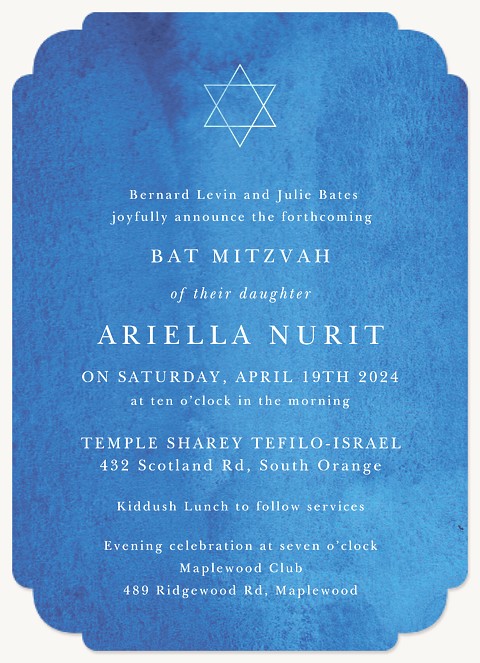 Pointed Corners Bat Mitzvah Invitations