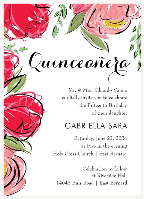 Blossomed Fete Quinceañera Invitations