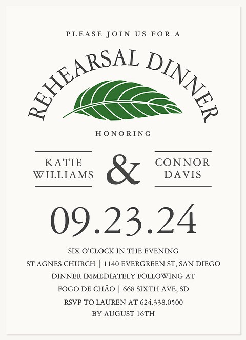 Vintage Leaf Rehearsal Dinner Invitations