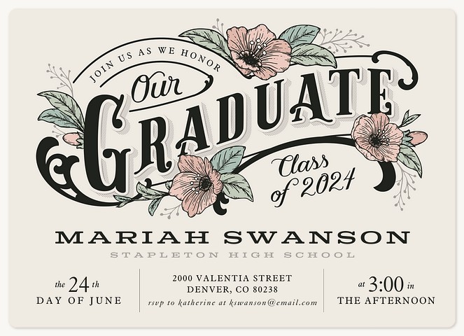 Vintage Blooms Graduation Cards