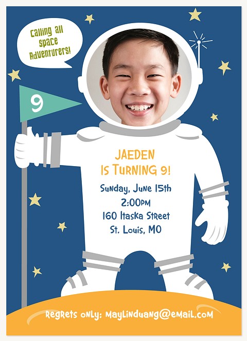 Moon Landing Kids Birthday Invitations