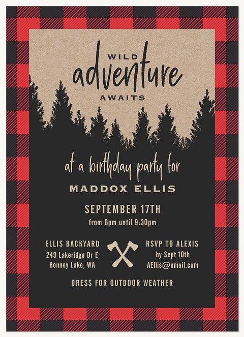 Wild Woods Kids Birthday Invitations