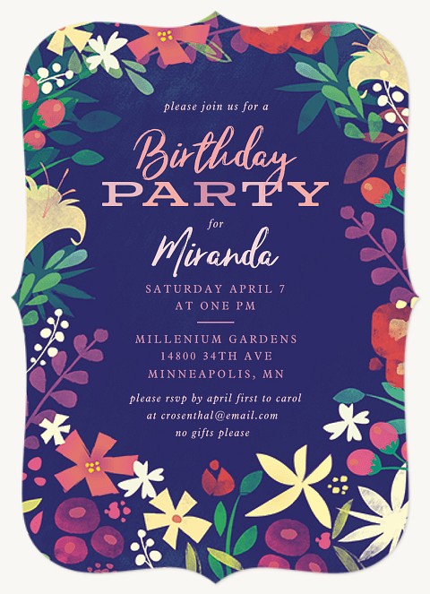 Sweet Garden Girl Birthday Party Invitations